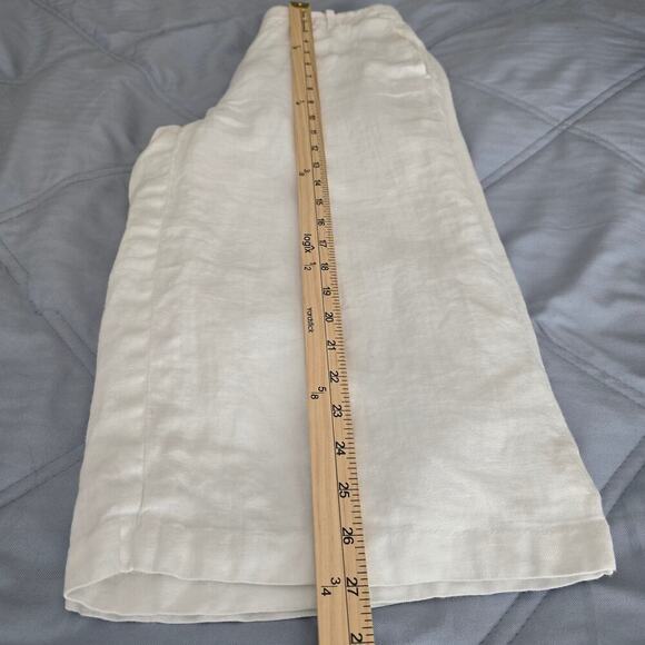 J.Crew Women’s White Linen Capri Pants Sz 4 Wide Leg Capsule Wardrobe Minimalist - Picture 8 of 8